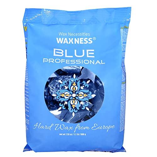 Waxness Film Hard Wax Beads Blue Professional 1.1 lb (500 g) ? Stripless Hard Wax Sample Size ? Made in Italy