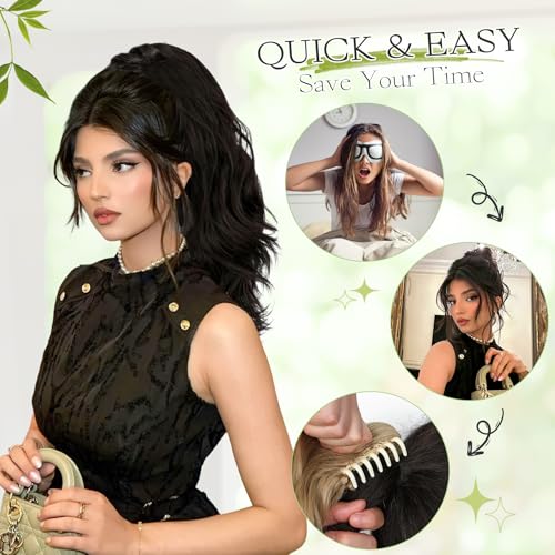 18" Claw Clip Ponytail Extension Wavy Synthetic Hair