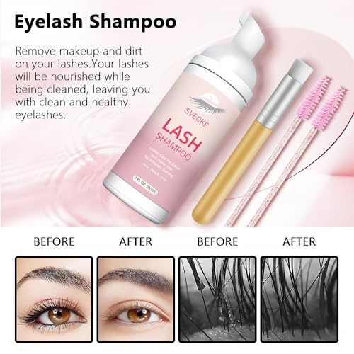 Lash Shampoo Kit for Eyelash Extensions, Cleanser & Brush Set