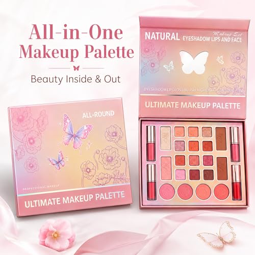 All In One Makeup Palette Kit - Eyeshadow, Blush, Highlighter & Lipstick
