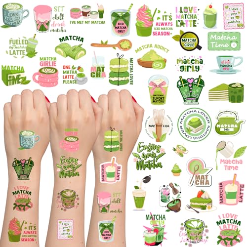 152-Piece Matcha Temporary Tattoos - 20 Sheets Party Favors