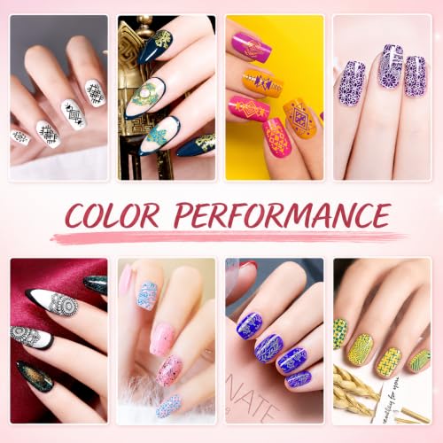 SEISSO Nail Stamping Polish Gel Set - 10 Vivid Colors, Long-Lasting, Easy to Use