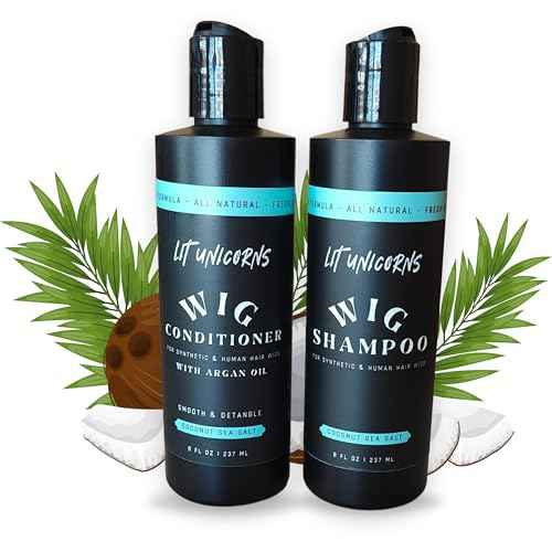 LIT UNICORNS All Natural Wig Shampoo & Conditioner Set for Human Hair and Synthetic Wigs. Clean | Detangle | Soften. Keep Your Wig Fresh - Coconut Scent - Made in USA