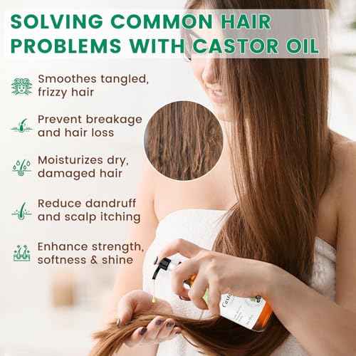 PHATOIL Organic Cold Pressed Castor Oil, 236ml/8fl.oz Glass Bottle with Pump Dispenser, USDA Certified Organic, Rich in Omega Fatty Acids, Ideal for Hair and Skin Care