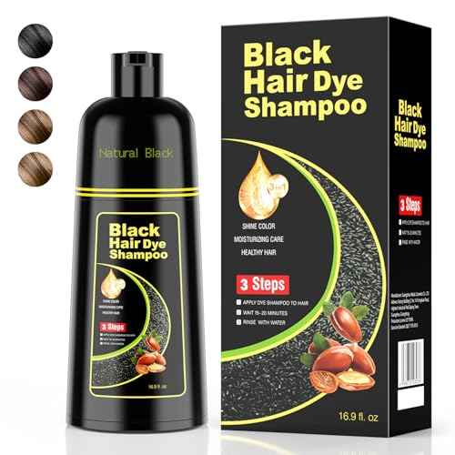 Black Hair Dye Shampoo 3 in 1£¬Argan Natural Herbal Formula Hair Color Shampoo Covers Gray Hair for Women and Men (16.9 fl.oz Black)