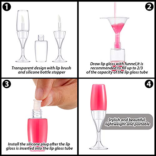 20 Pcs 8ml Empty Lip Gloss Tubes with Funnels - Wineglass Shape