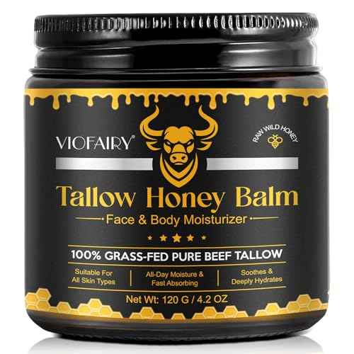 Beef Tallow for skin, Beef Tallow, Hydrating Tallow Balm with Raw Honey and Beeswax, Grass-Fed Beef Tallow & Raw Wild Honey Blend, Body & Face Moisturizer, Natural Formula