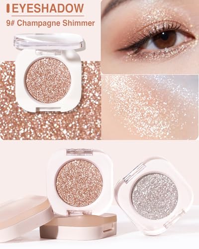 Glitter Eyeshadow Duo - Long-Lasting Shimmer Gold & Champagne