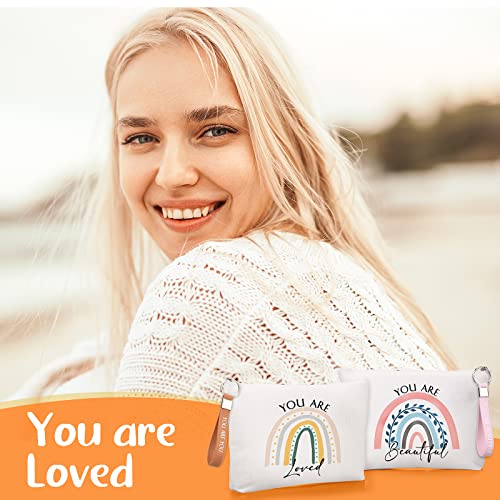 Fumete 20 Set/40 Pcs International Womens Day Gifts Employee Appreciation Makeup Bag Motivational Keychains Group Inspirational Gifts for Coworker Social Worker Nurse Teacher Team Staff