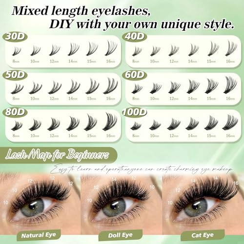 NovaBeryl Lash Clusters D Curl 8-16mm DIY Eyelash Extensions
