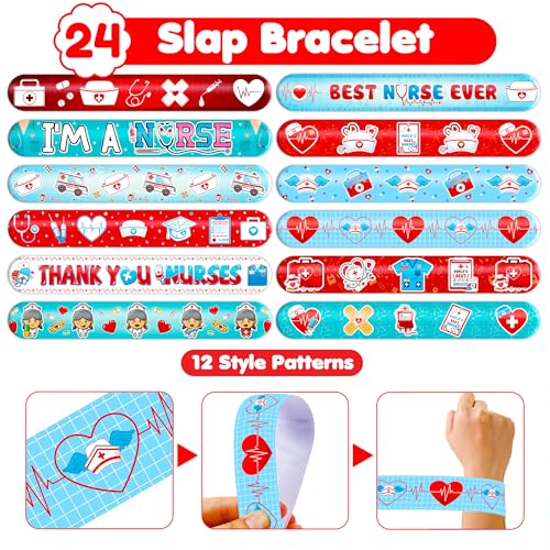 Nurse Party Favors Set - 48 Tattoos & 24 Slap Bracelets
