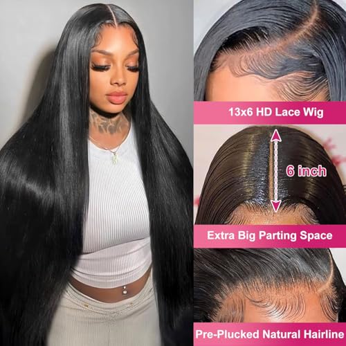 24 Inch 13x6 Lace Front Wig Human Hair Straight 200 Density