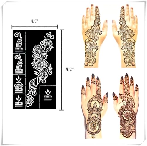 Reusable Henna Tattoo Stencils Kit, 9 Sheets Mehendi Template