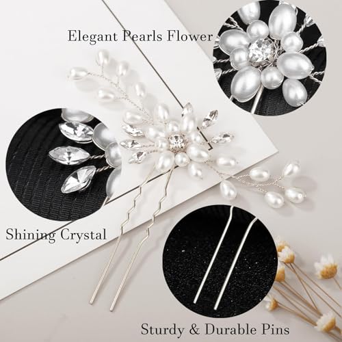 5-Piece Bridal Hair Comb & Pins Set with Pearls & Rhinestones