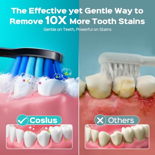 COSLUS C30 Electric Toothbrush for Adults, Ultra-Clean, Black, 1PC