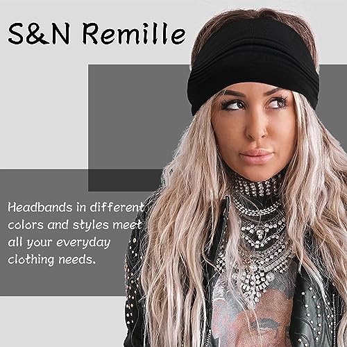 S&N Remille Wide Boho Headbands, Large Hairband for Women, Elastic Non-Slip Headband Twisting Accessories, Auitable for Sports Yoga And Running