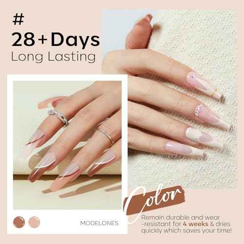 modelones Nude Gel Nail Polish Set -6 Colors Neutral Milky White Pink Brown Gel Polish Kit Skin Tones Soak Off Nail Kit Manicure DIY at Home Nail Art Salon Gift