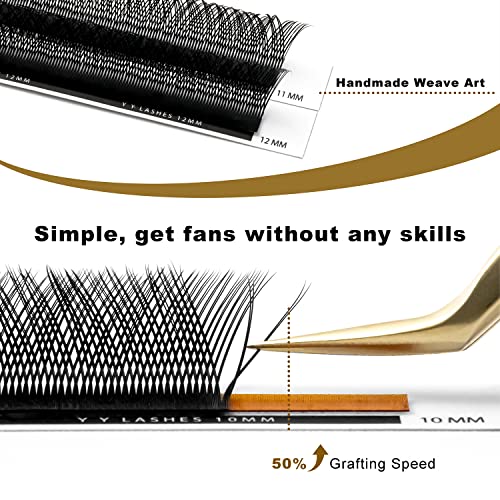 KOLYBEL Easy Fan Eyelash Extensions 0.05 Thickness D Curl 15-20mm Mix + YY Lash Extensions 0.07 Thickness C Curl 8-15mm Mix