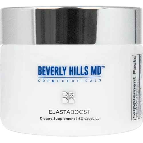 Beverly Hills MD Elastaboost Dietary Supplements for Aging Skin- Elastin Supporting Formula for Lifted, Firmer, Skin w/Hydrolyzed Elastin, Hyaluronic Acid, Vitamin C, Phytoceramides (60 Capsules)