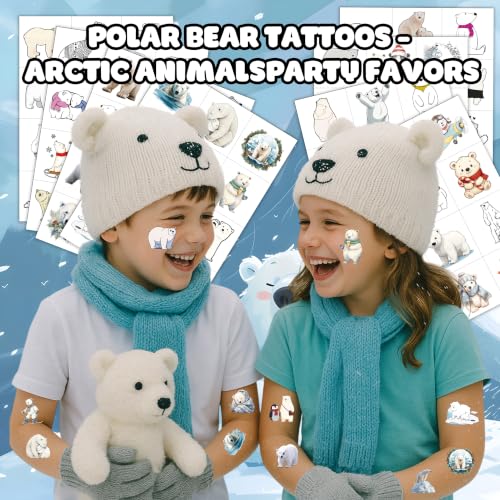 96 Polar Bear Temporary Tattoos – Party Favors & Decorations