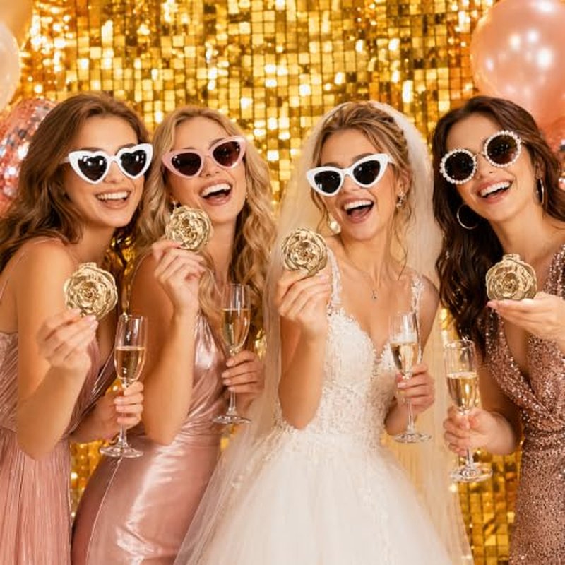 12 Pcs Mini Hair Brush Set with Mirror – Champagne Gold Compact