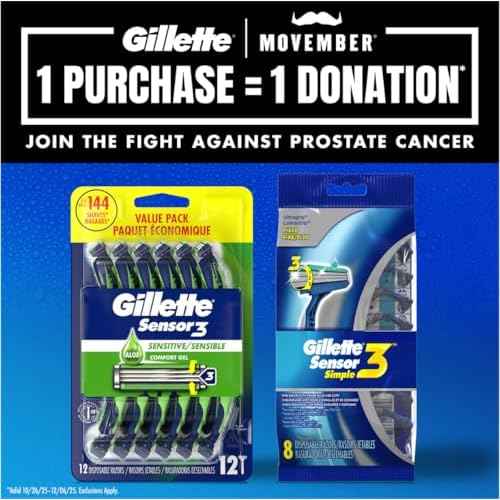 Gillette Sensor3 Comfort Men's Disposable Razors, 12 Razors