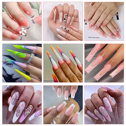 Nail Forms 100PCS, Acrylic Nail Forms for Nail Extension Tips, Long Nail Forms for Acrylic Nails, Thick Professional Nail Art Tips Extension Forms Manicure Tool DIY Home Salon Supplies