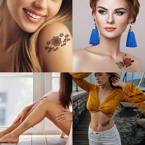 82 Sheets Temporary Tattoos - Flowers, Butterflies & Mixed Designs