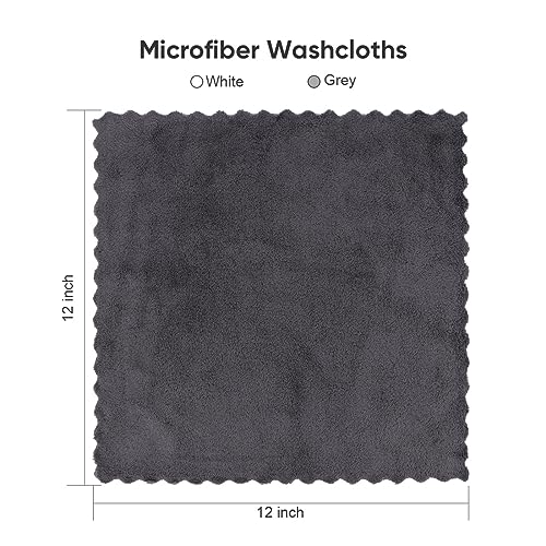 Orighty Washcloths 96 Pack, Ultra Soft Face Cloths 12 x 12 inch, Absorbent & Quick Drying Coral Velvet Washcloth Bulk, Multi-Purpose Face Cloth for Household, Cleansing and Sport (Grey)