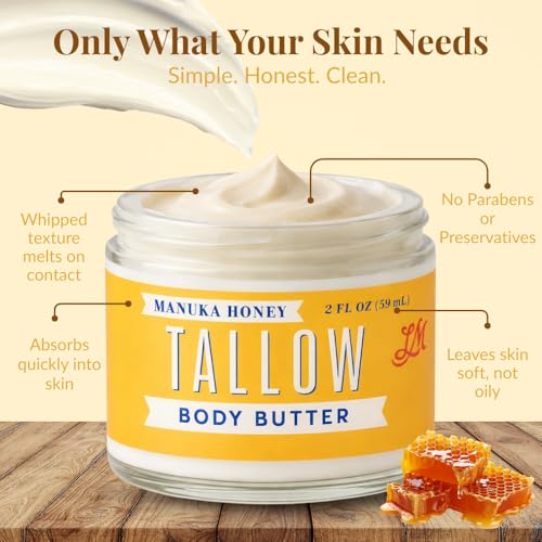 Manuka Honey + Rosehip Tallow 2oz Body Butter - Deeply Nourishing & Repairing Natural Skincare