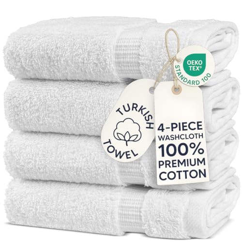 Chakir Turkish Linens 4-Piece Washcloths Set 100% Cotton