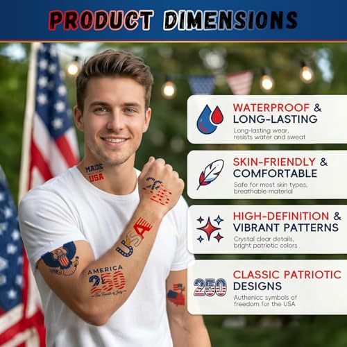 96PCS Patriotic Temporary Tattoos - 4th of July Party Favors