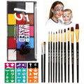 Face Painting Kit - 15 Colors, 10 Brushes & 41 Stencils