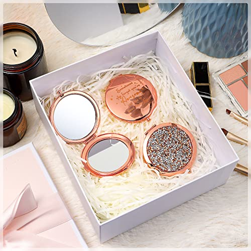 Roowest 10 Pcs Inspirational Compact Mirror Bulk Womens History Month Gifts You're Awesome Reminder Appreciation Gifts for Employee Coworker Friend Sisterhood Birthday Pocket Mirrors (Rose Gold)