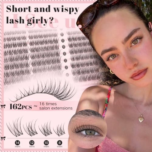 Goddvenus ZC-Short Natural Lash Clusters 8-14mm Wispy Fake Eyelashes for DIY Extensions