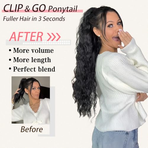 30" Wavy Claw Clip Ponytail Extension - Synthetic Hair