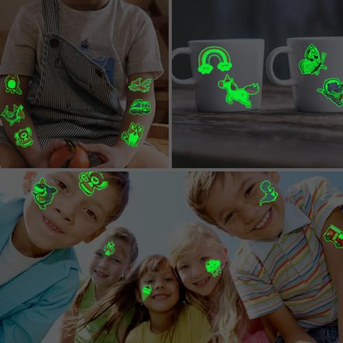 204 PCS Individually Wrapped Luminous Temporary Tattoos for Kids - Glow in The Dark Fun Tattoos for Boys Girls Birthday Party Favors Goodie Bag Fillers