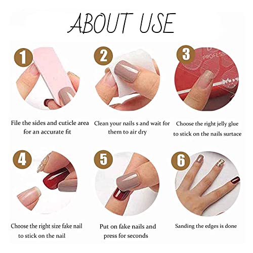 Hkanlre Bling Coffin Press On Nails - Fake Full Cover Gradient Nails for Women & Girls, 24PCS