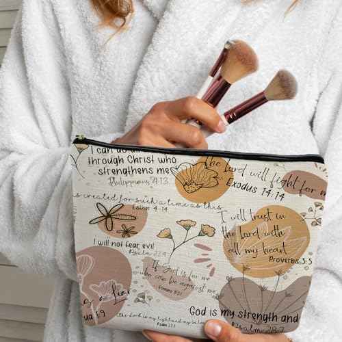 Christian Bible Verse Scripture Gifts for Women Makeup Pouch Bag Cosmetic Bags for Women