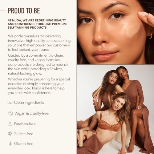 Nuda Hyaluronic Self Tanning Serum - Gradual Sun-Kissed Glow with Hydrating Power, Transfer-Free, Vegan, 1 Fl Oz