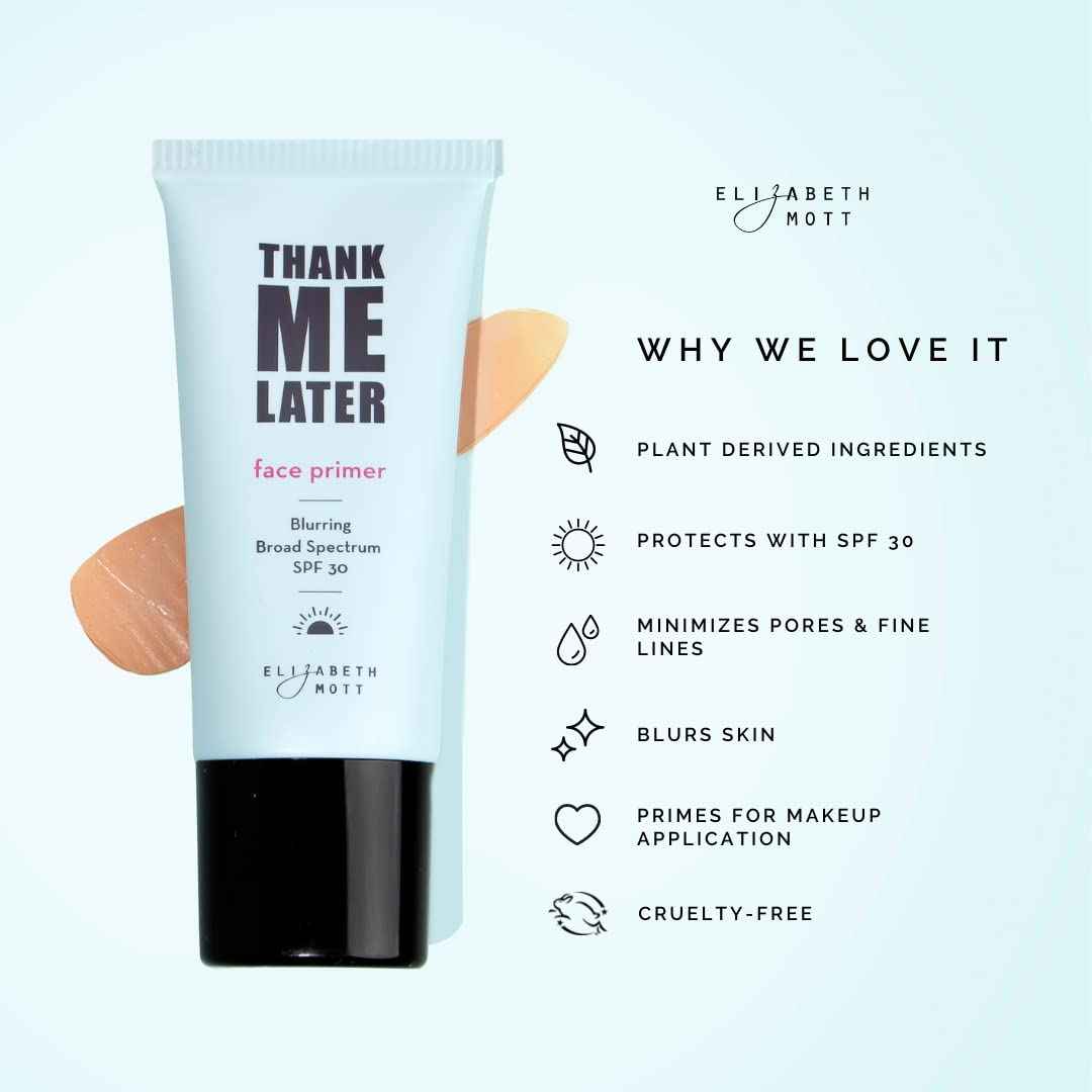 Elizabeth Mott - Thank Me Later Blurring Face Primer (30g) and Thank Me Later Clean Face Towels - Cruelty Free - (2-Pack Bundle)