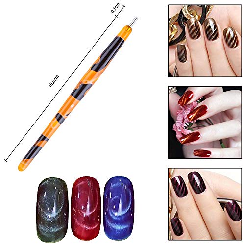 WOKOTO 6Pcs Dual-Ended Nail Magnet Pens for Cat Eye Gel Polish Art
