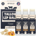 Beef Tallow Lip Balm ? Natural Tallow Beeswax Chapstick ? Hydrating Moisturizer Grass Fed Bison Tallow Balm Lip Care ? Soothes Chapped Dry Lips, Sensitive Skin ? Long Lasting Vitamin Rich USA-Made 3Pk