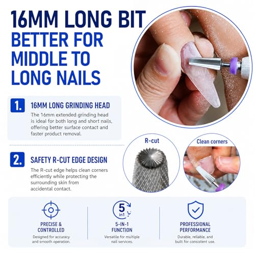 5-in-1 16mm Tapered Barrel Nail Drill Bit - Double Fine Tungsten Carbide