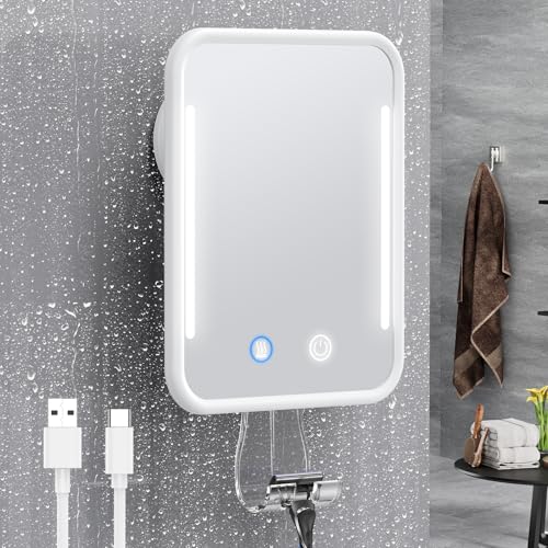 Gospire Heated Fogless Shower Mirror with Light & Razor Holder