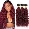 30 32 34 Inch Burgundy Water Wave Human Hair Bundles