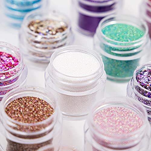 GLITTIES - Diamond Dust - Nail Art Iridescent Fine (.008") Glitter Powder - for Gel Nail Polish, Gel and Acrylic Nail Powder - (10 Gram Jar)