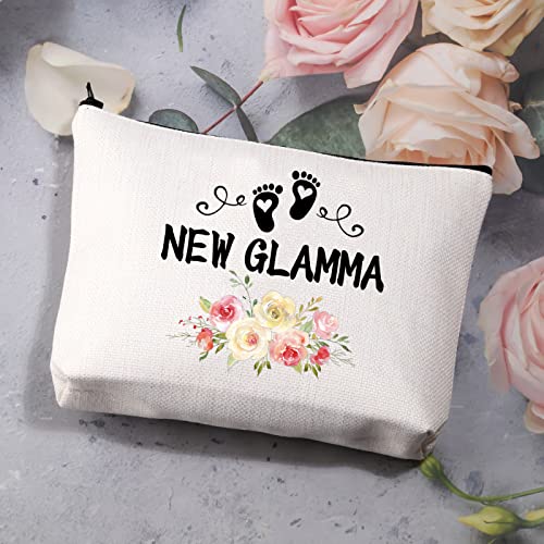 BDPWSS Grandma To Be Gifts First Time Grandma Makeup Bag New Grandma Gift Grandmother Birthday Gift Baby Announcement Gift For New Grandma Future Grandma Cosmetic Bag (New Glamma)