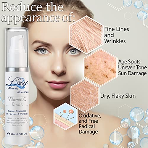 Luxiny Vitamin C Moisturizer for Face & Neck, Wrinkle Defense Face Cream for Women Age Fighting Lotion, Jojoba Oil, Day/Night Cream Moisturizer, Reducing Hyperpigmentation plus Antioxidant Protection