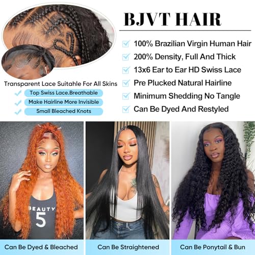 BJVT 13x6 Deep Wave Lace Front Wig 200% Density 30 Inch